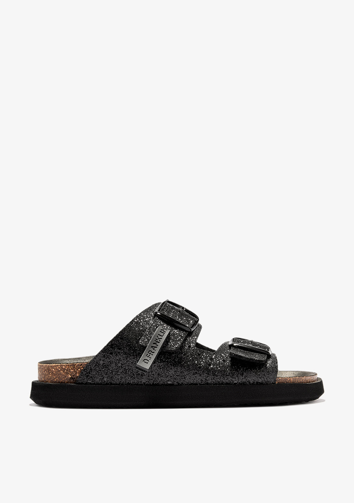 Vibe Sandals Buckle Glitter Black
