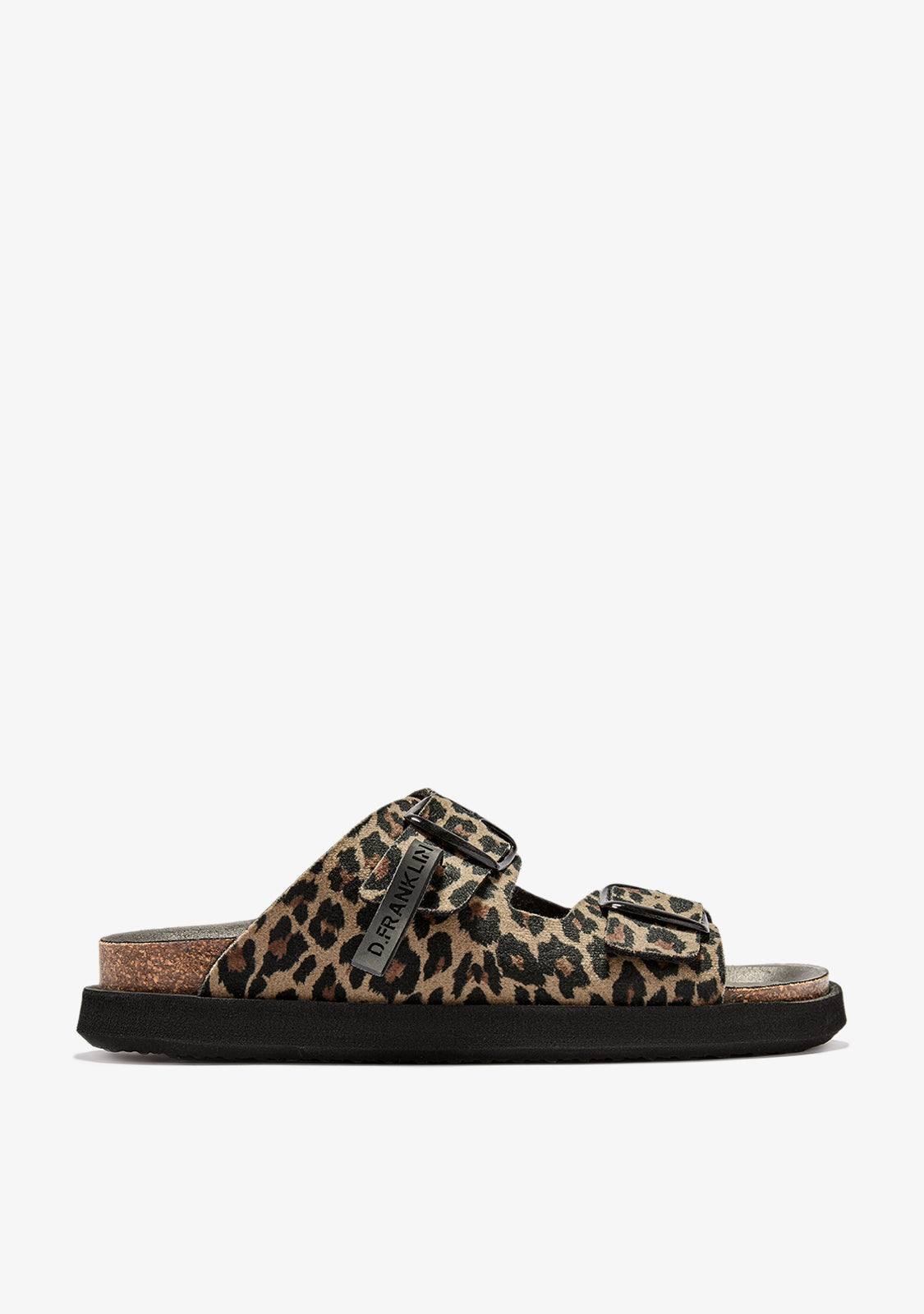 Leopard print sandal for woman with black sole