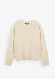 Cream Relaxed Crew Neck Knit Pullover