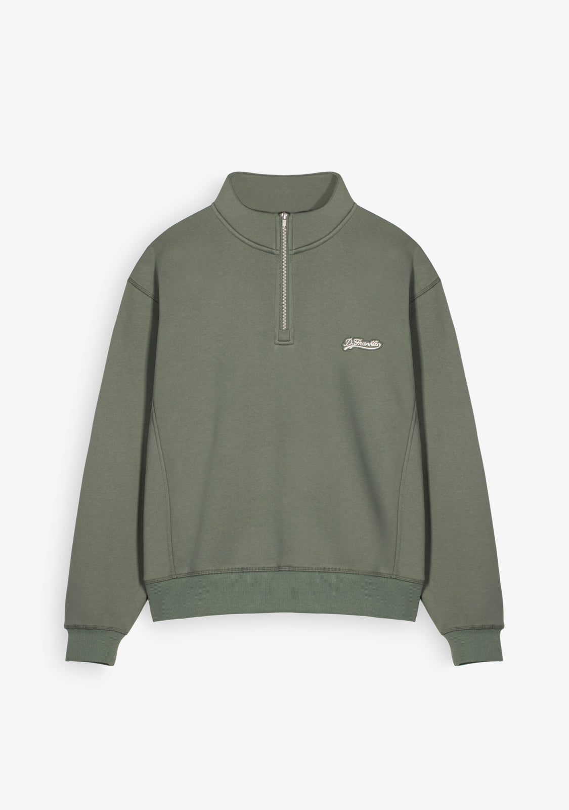 Contrast Collar Army Green Polo Sweatshirt
