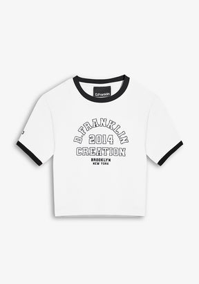 Contrast Ribbed Cropped T-Shirt White