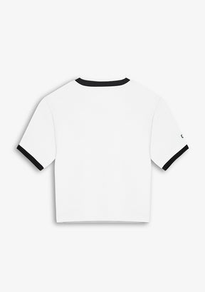 Contrast Ribbed Cropped T-Shirt White